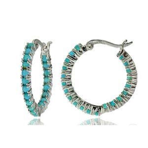 925 sterling silver Inside Out Hoop earrings turquoise infinity cowgirl western